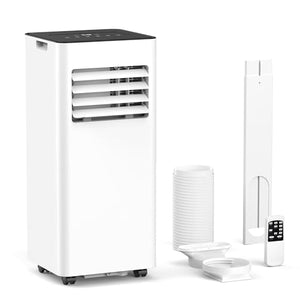 ZAFRO 8,000 BTU Portable Air Conditioners Cool Up to 350 Sq.Ft, 4 Modes Portable AC with Cool/Dehumidifier/Fan Modes/Remote Control/24Hrs Timer/Installation Kits for Home/Office/Dorms, White