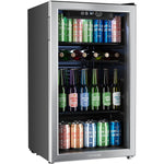 hOmeLabs Beverage Refrigerator and Cooler - 120 Can Mini Fridge with Glass Door for Soda Beer or Wine - Small Drink Dispenser Machine for Office or Bar with Adjustable Removable Shelves